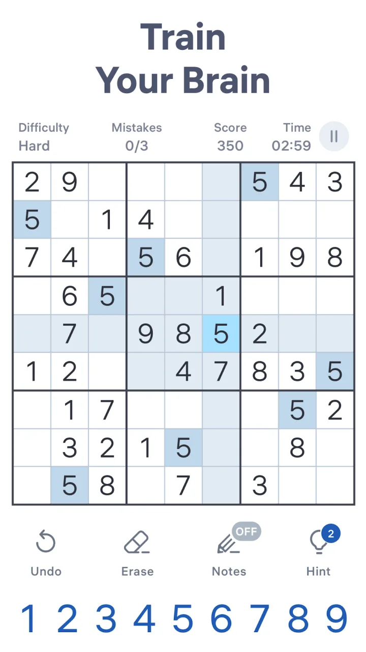 Sudoku.com board with pencil notes and the number pad